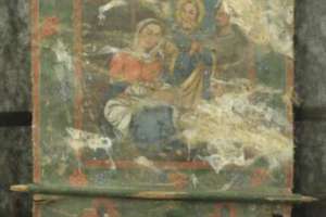 Олійник Марта Романівна. Реставрація двосторонньої хоругви: сторона А «Зішестя святого Духа», сторона Б «Різдво Христове», автор невідомий.