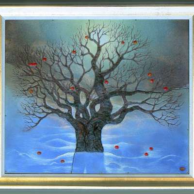 "Яблуня", 40,5*35, мідь, гаряча емаль, алюміній, 2009