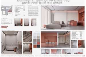 Баб'як Ірина. Дизайн інтер‘єру двокімнатної квартири. Керівник: Дмитрів Євгенія Ярославівна