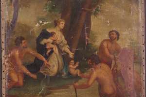 Черниш Олександра. «Жінка з дитиною біля дерева», XVIII ст., до реставрації